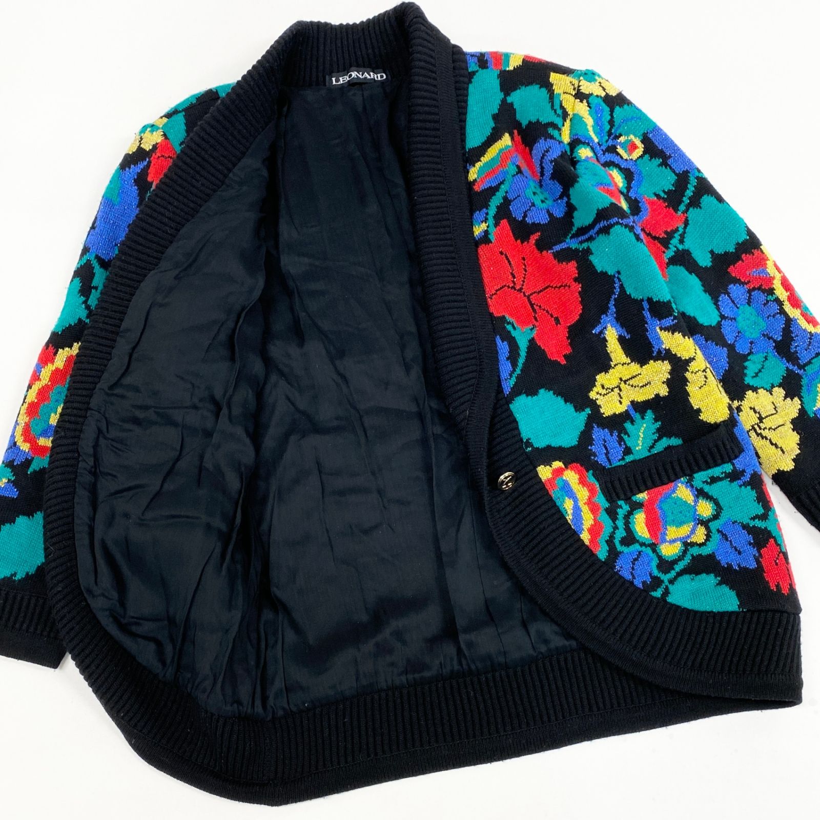 LEONARD レオナール　カシミヤ　ニット　カーディガン　花柄 LEONARD レオナールカシミヤニットカーディガン花柄