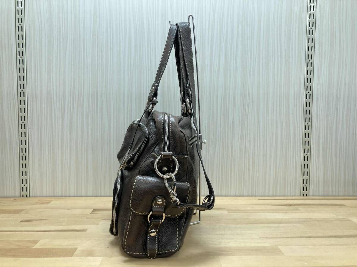 TOD S トッズ ステッチトートバッグ 2 Way ハンドバッグ ショルダーバッグ ブラウン