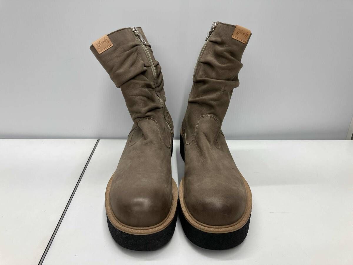 glamb グラム DRAPE WORK BOOTS ドレープワークブーツ ベージュ 26 cm サイドジップ