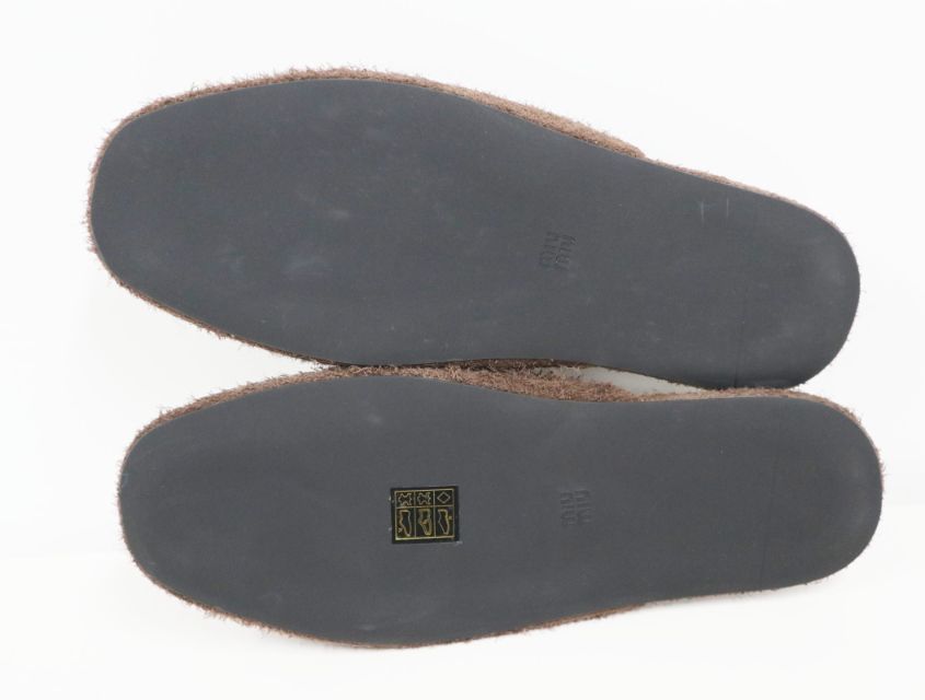  ミュウミュウ MIU スエード スリッパ 5 S 322 E ブラウン サイズ38 牛革 上 靴 サンダル 商品名 ナース オフィスサンダル サンダル ミュール