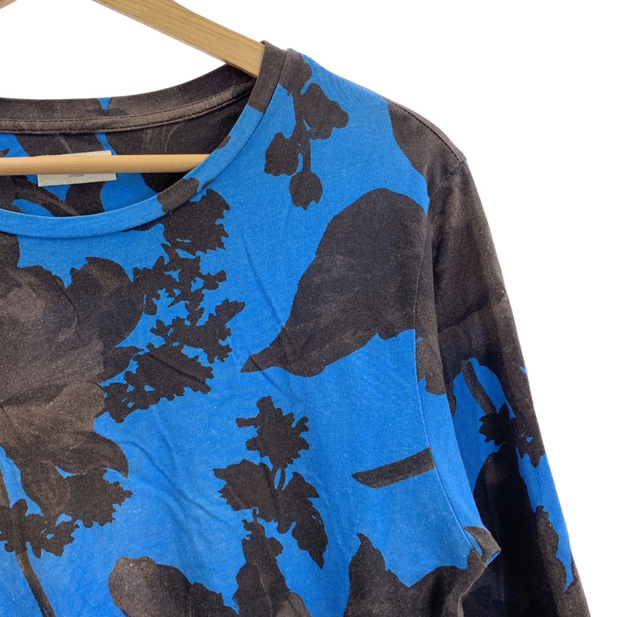 DRIES VAN NOTEN ドリスヴァンノッテン コットン フラワープリント クルーネック カットソー S ブルー チャコールグレー レディース