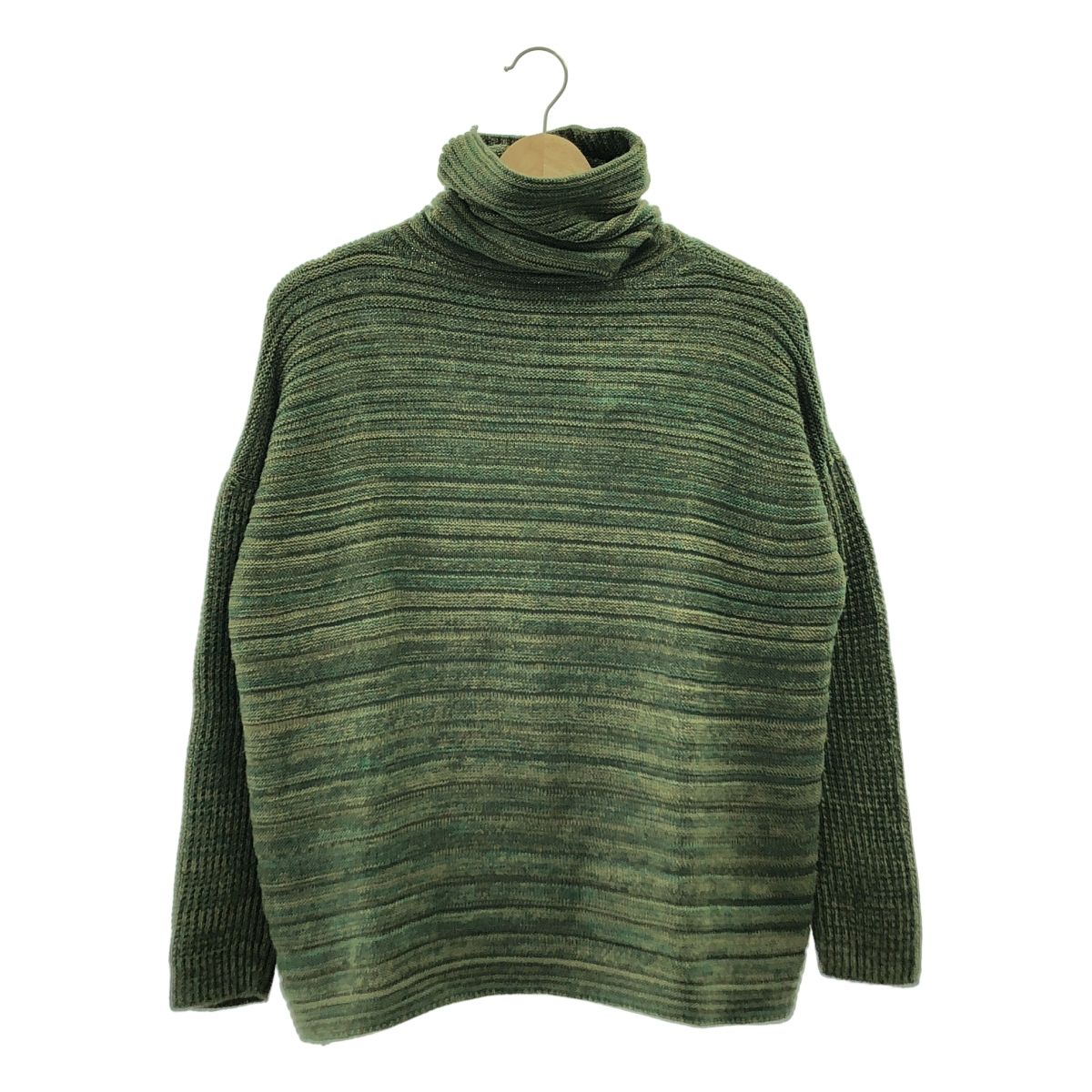 tamaki niime 玉木新雌 タマキニイメ ウール コットン デコボコ ハイネック ニット M グリーン レディース