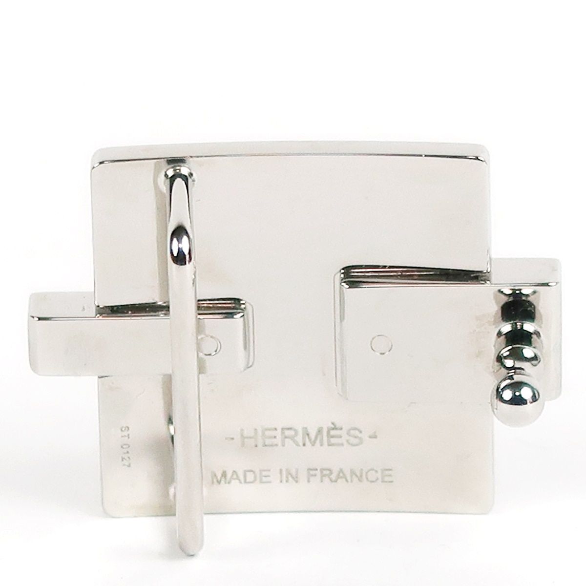 HERMES H型バックル シルバー 箱付き　75 ベルトバックル-《マイh》-