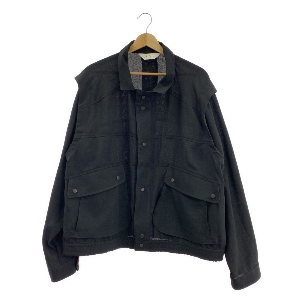 ANCELLM アンセルム MELANGE SNAP BLOUSON オーバーシルエット スナップブルゾン ジャケット 2 black メンズ