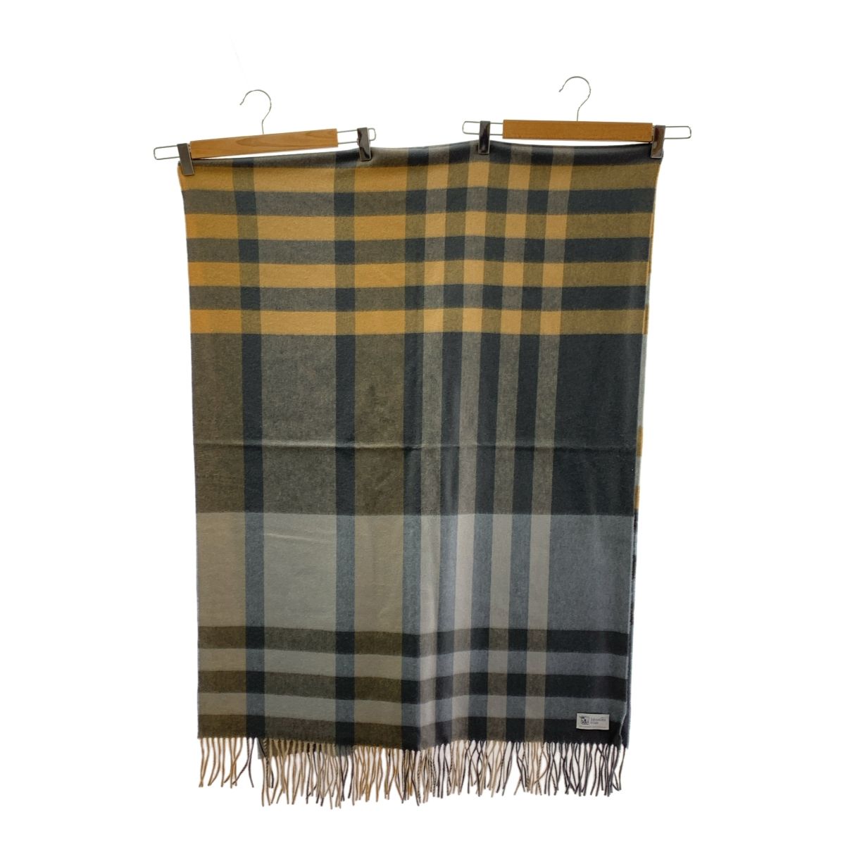 JOHNSTONS OF ELGIN ジョンストンズオブエルガン カシミヤ チェック フリンジ ストール マフラー ブルーグレー ベージュ レディース