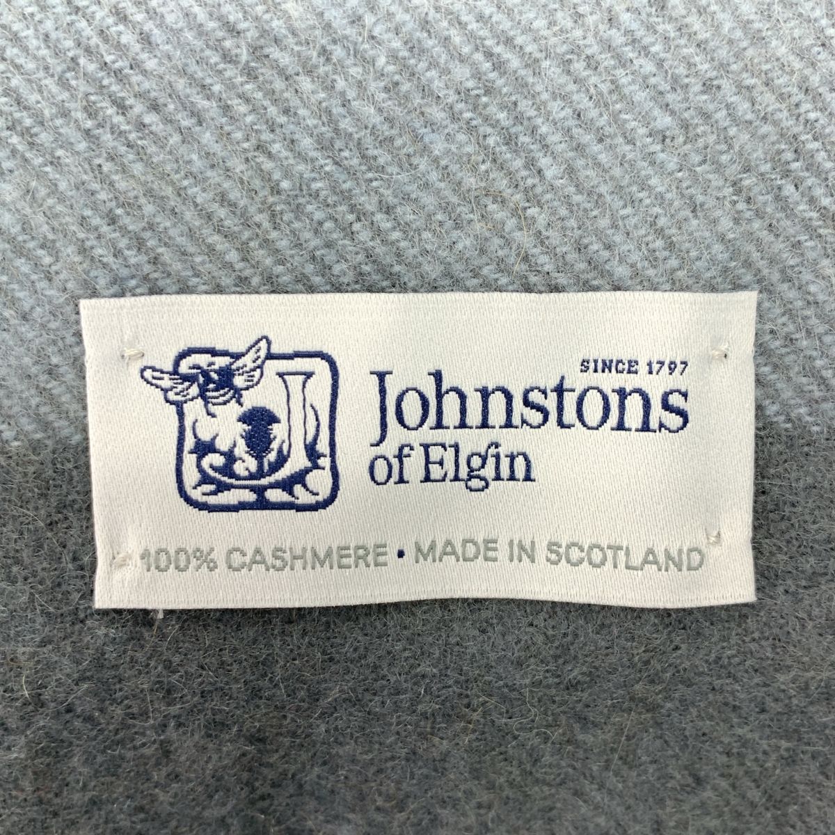  JOHNSTONS OF ELGIN ジョンストンズオブエルガン カシミヤ チェック フリンジ ストール マフラー ブルーグレー ベージュ レディース その他 小物