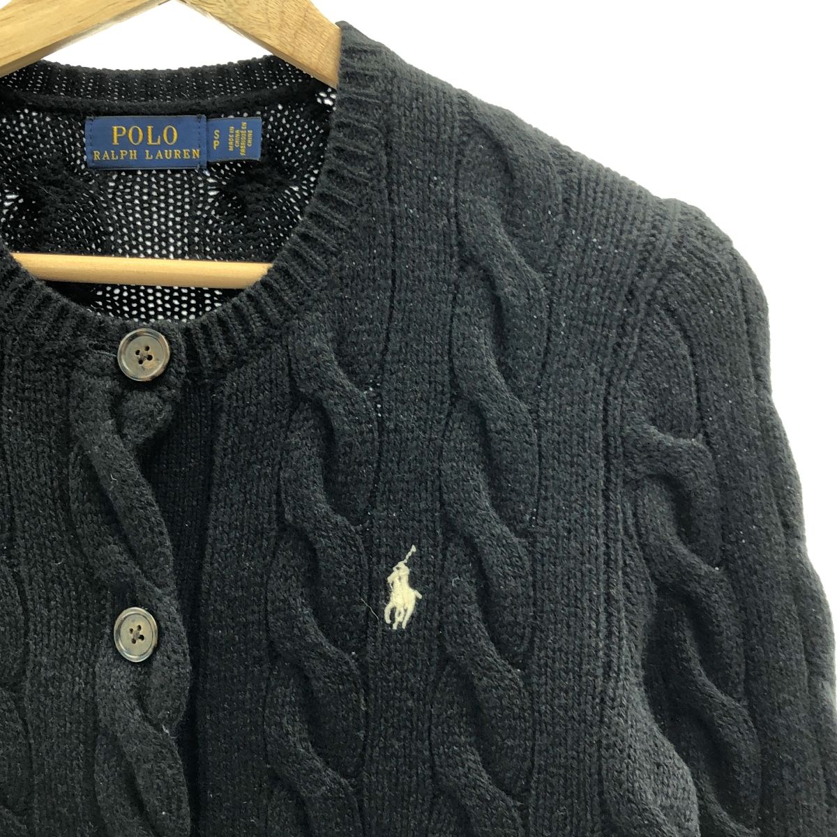 POLO RALPH LAUREN ポロラルフローレン ウール カシミヤ ケーブル ニット カーディガン S ブラック レディース