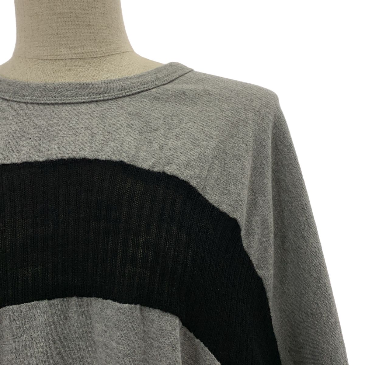 Y s ワイズヨウジヤマモト 2018 AW コットン ウール 変形 プルオーバー トップス 2 グレー ブラック レディース