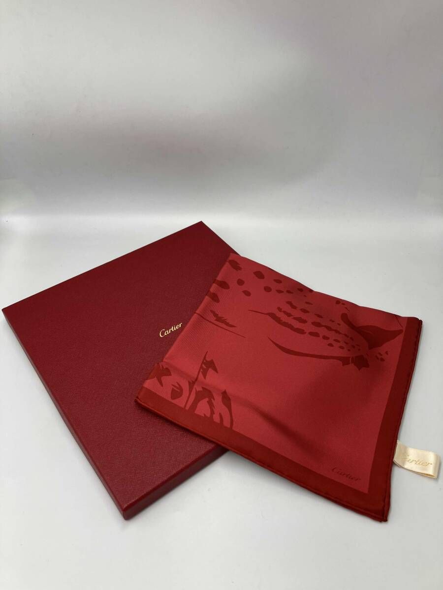 Cartier パンサーモチーフスカーフ レッド カルティエ