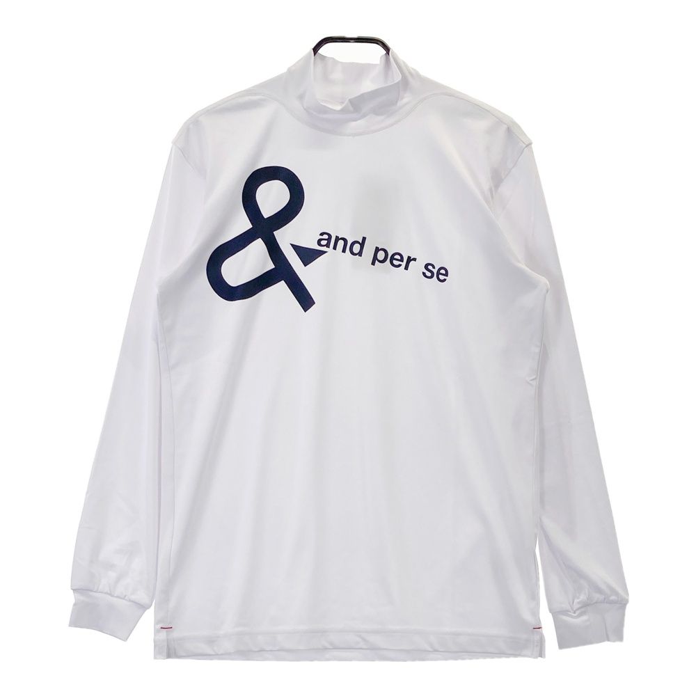 サイズ L AND PER SE アンパスィ 長袖モックネックTシャツ ホワイト系 ゴルフウェア メンズ ストスト
