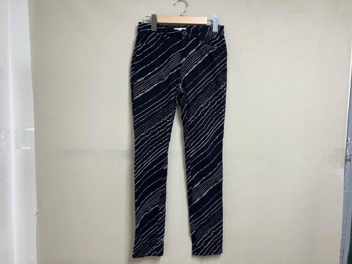 DOUBLE ダブル クロージング 総柄 パンツ ストレッチ素材 0206 160 194 B ブラック