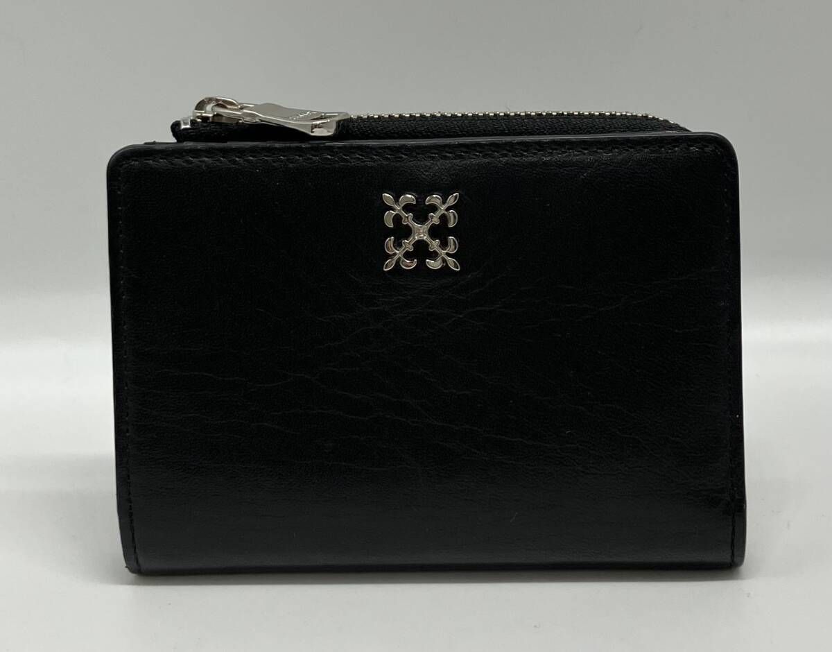 russet ラシット 二つ折り財布 レザー 牛革 ブラック L字ファスナー