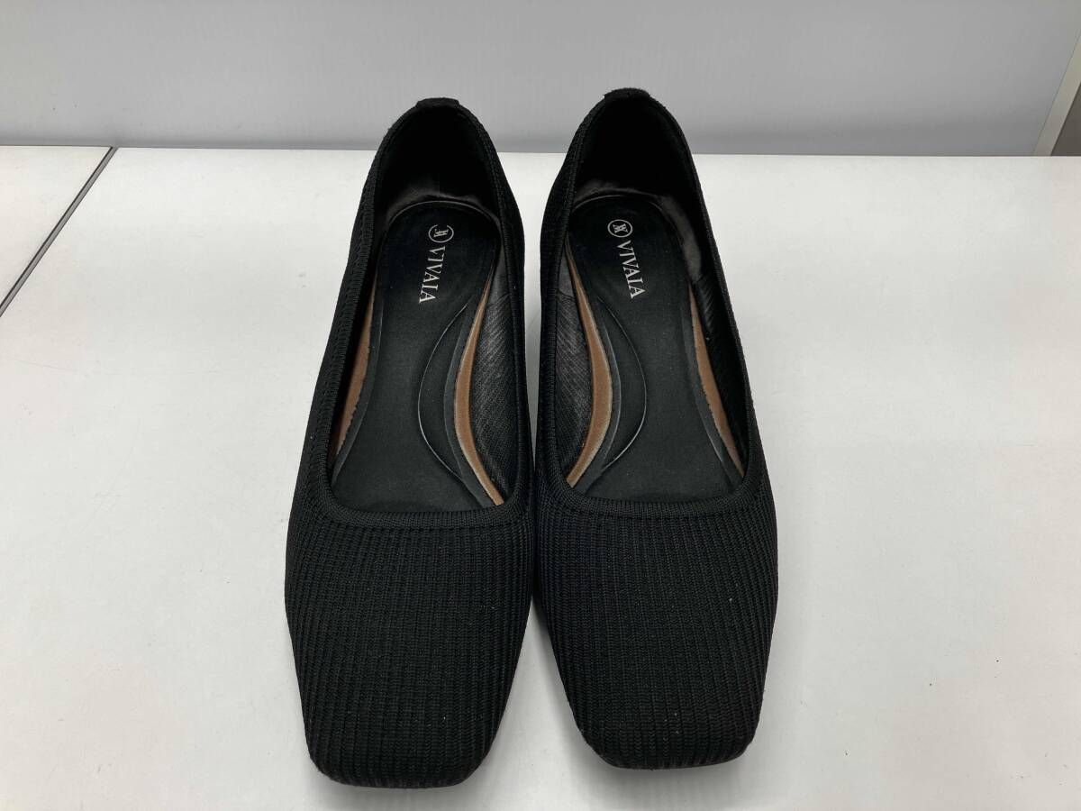 VIVAIA ビバイア スクエアトゥ チャンキーヒール パンプス ブラック サイズ39.5