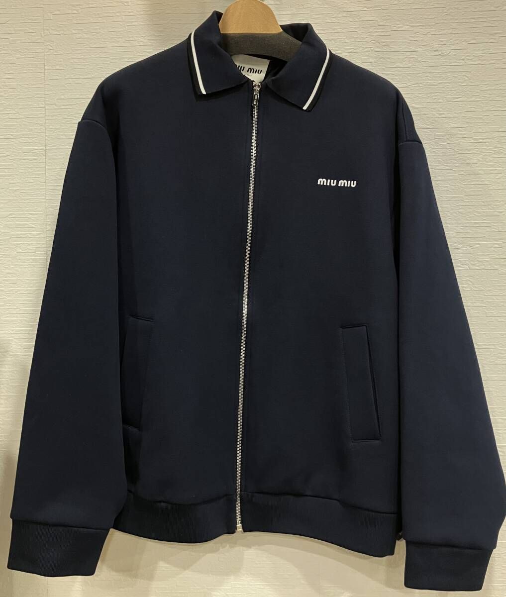ネイビー MIU 25 AW ML 1258 ボンデッドピケ テクニカルジャージ 小物 ミュウミュウ