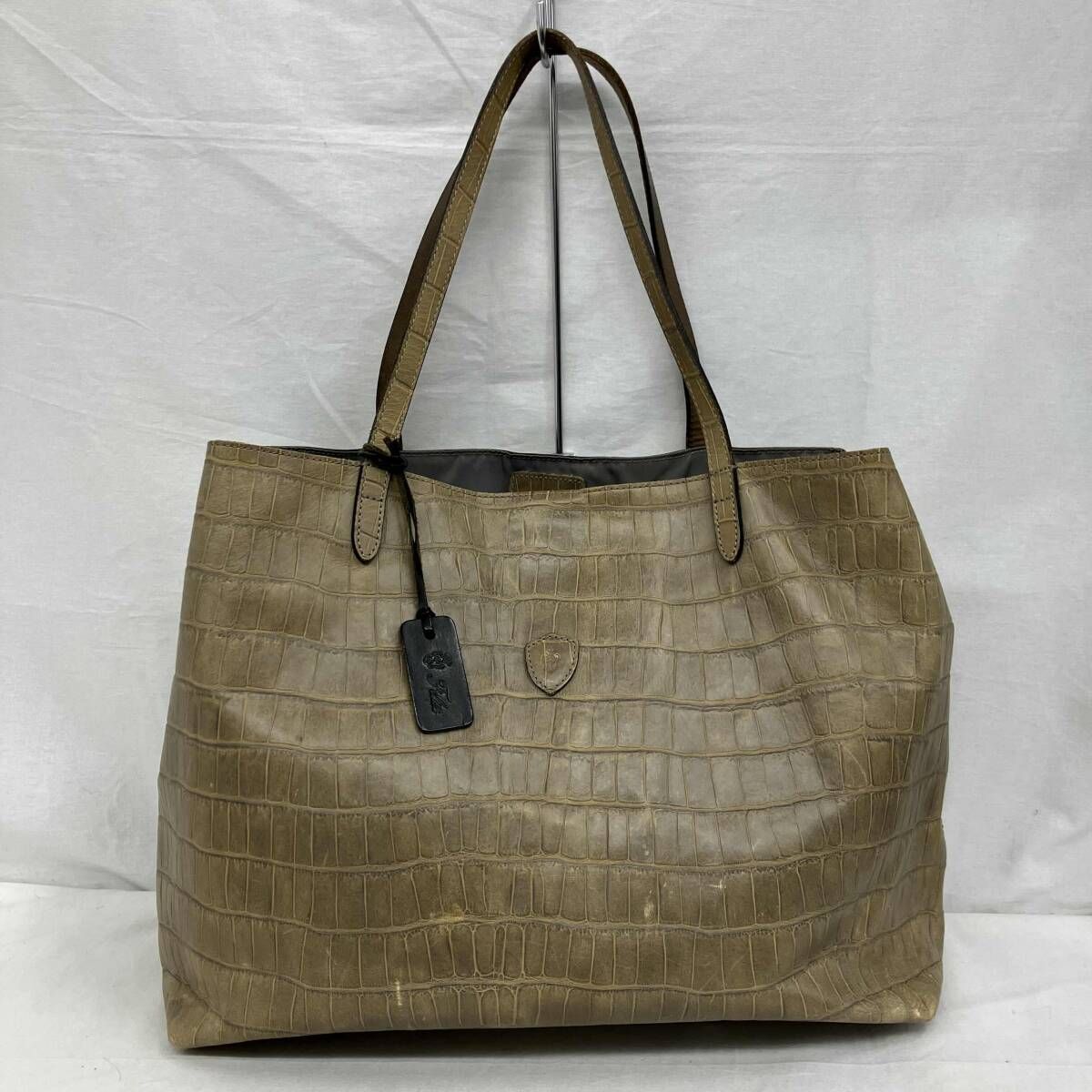 Felisi フェリージ レザー クロコ型押し グレージュ 15 20 ト トバッグ