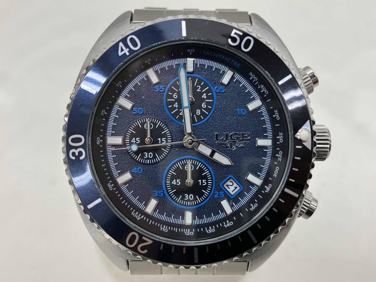 【LIGE】 クォーツ/クロノグラフ/リージュ/メンズ/腕時計/中古