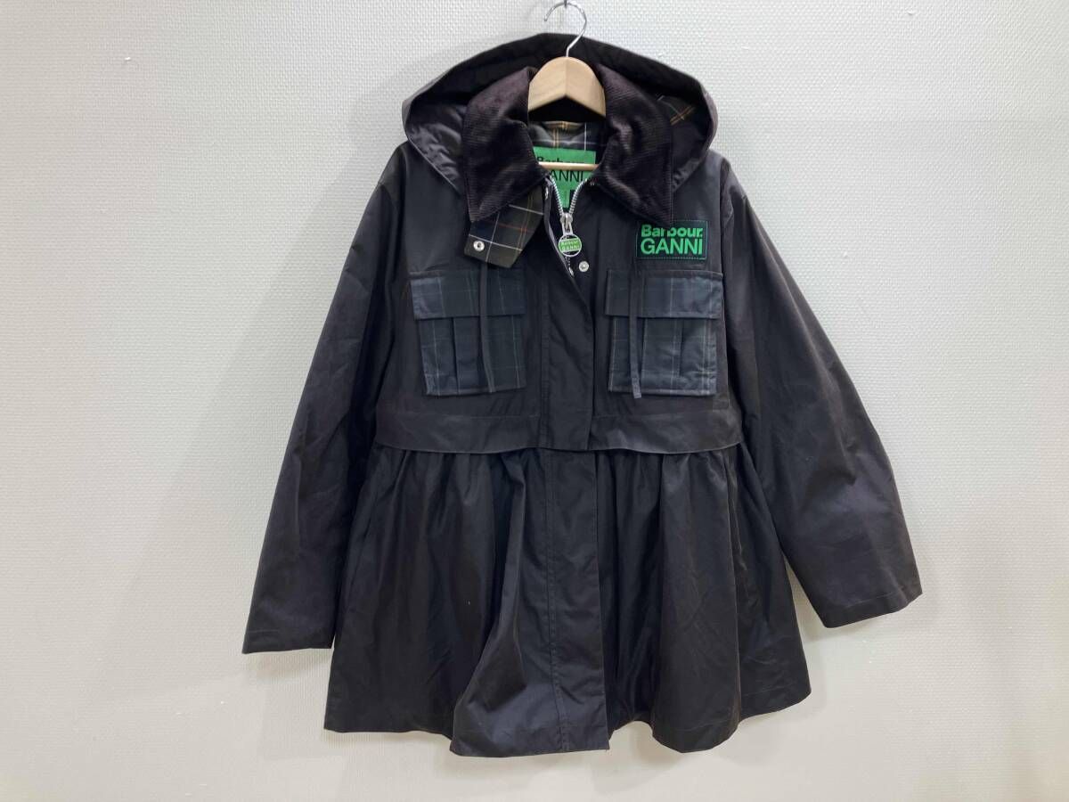 BARBOUR バブアー GANNI オイルジャケット ワックスジャケット デザインジャケット 2 wayジャケット ダークブラウン UK 10 秋冬