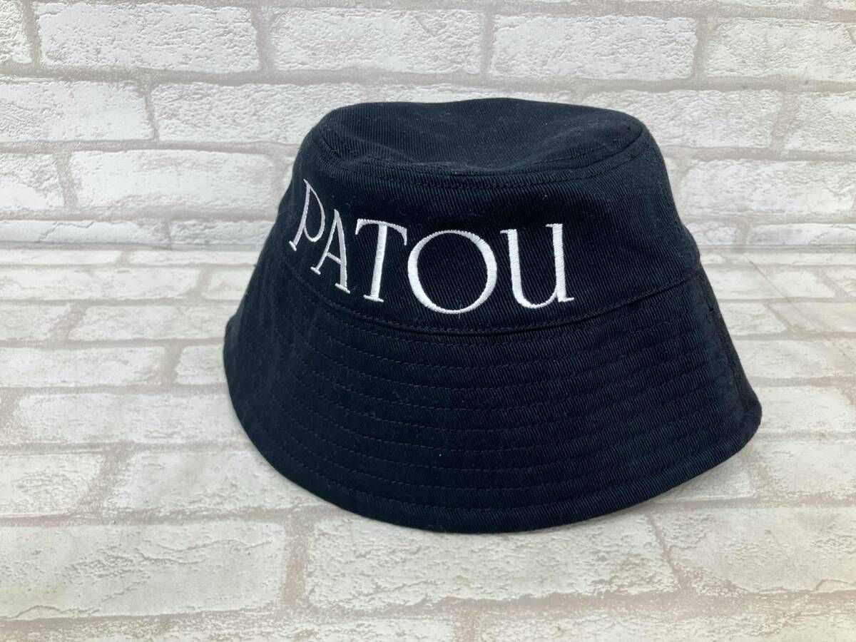 PATOU パトゥ コットン バケットハット レディース ブラック 帽子 ロゴ 刺繍
