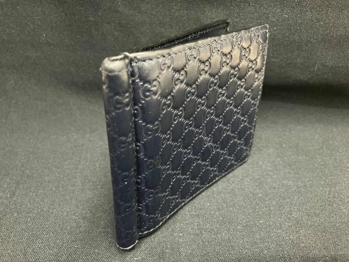 GUCCI グッチ マイクログッチシマ 二つ折り マネークリップ 544478 493075 ネイビー 札入れ カード収納 メンズ ジャケット 防寒アウター