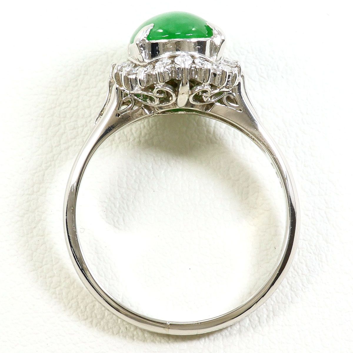 PT900/プラチナ リング・指輪 14号 天然ヒスイ(ジェーダイト