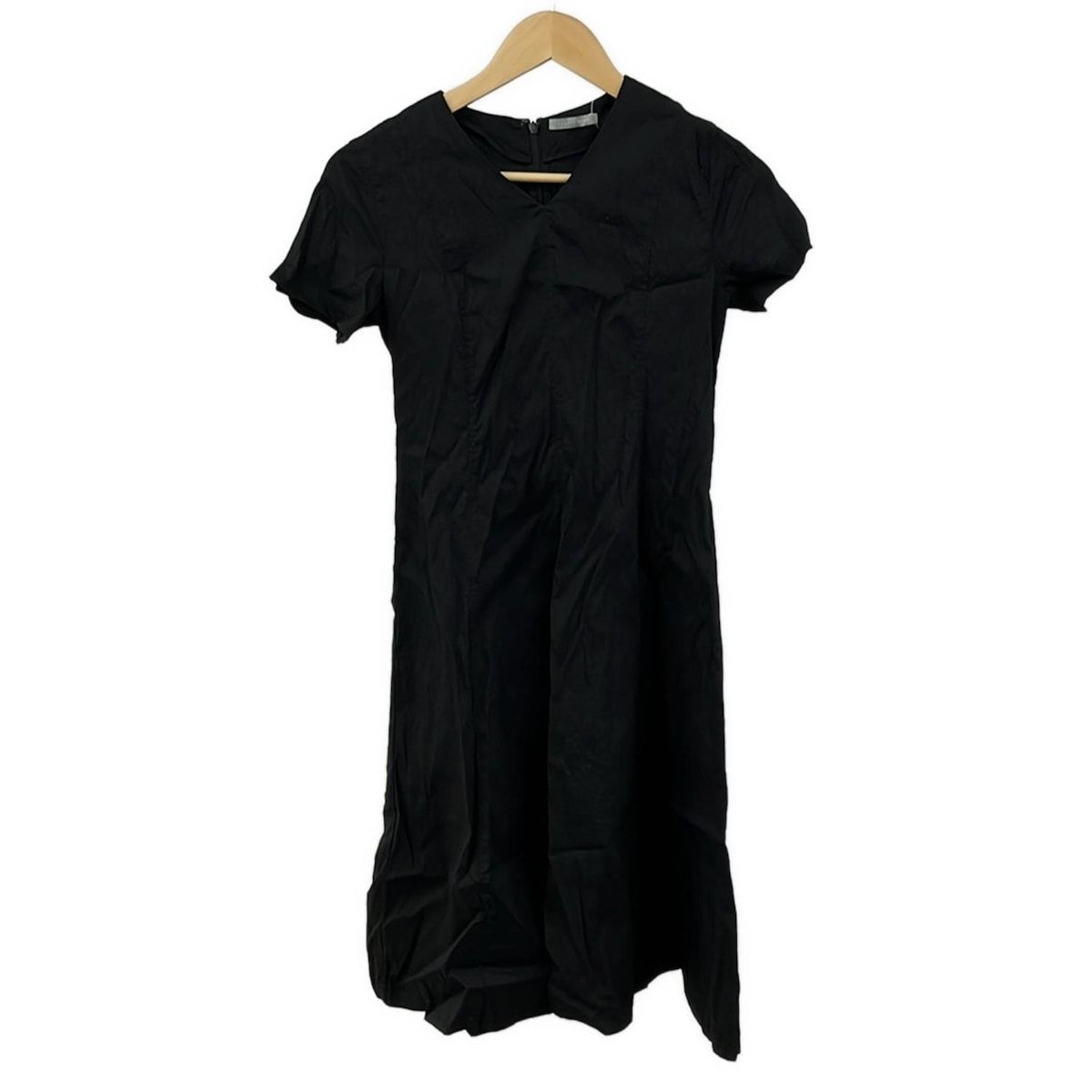 theory luxe セオリーリュクス ワンピース サイズ032 XS レディース 黒 Vネック 半袖 ひざ丈