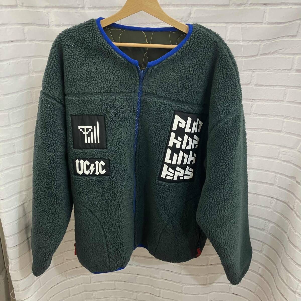 PUNK DRUNKERS パンクドランカーズ フリース リバーシブルボア JKT 表記サイズXL グリーン