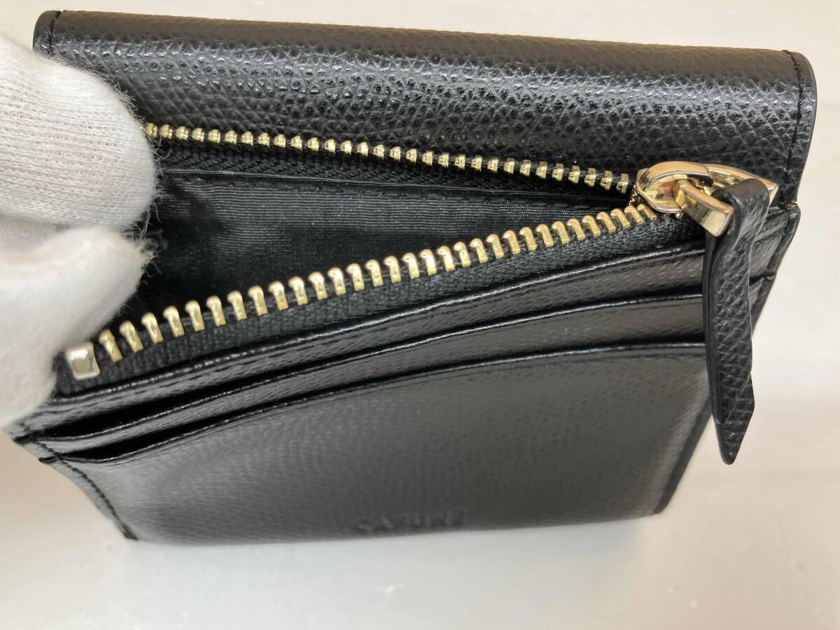 CAFUNE カフネ 三つ折り財布 小銭入れあり ダブルCウォレット ブラック
