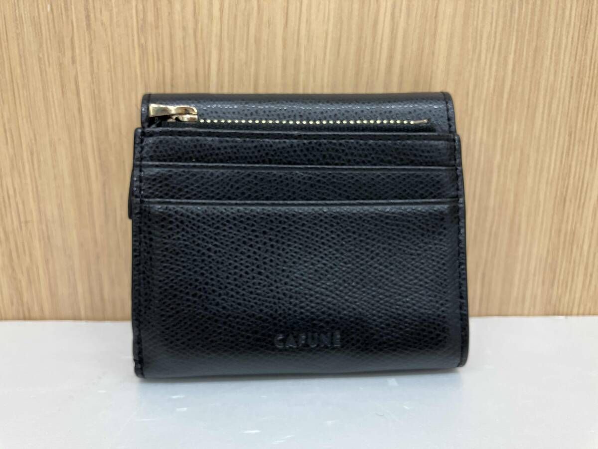 CAFUNE カフネ 三つ折り財布 小銭入れあり ダブルCウォレット ブラック