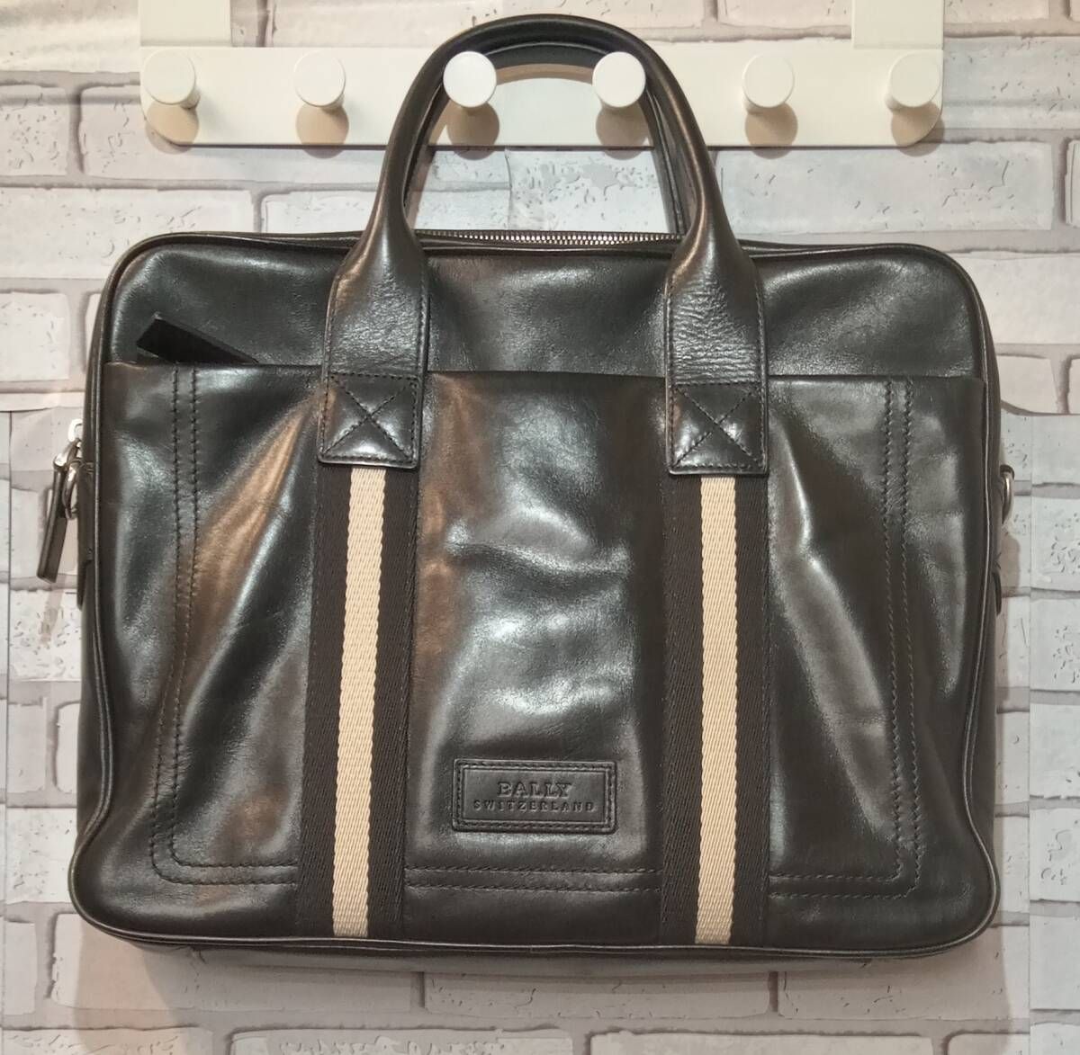 BALLY バリー ブリーフケース ビジネスバッグ 2 WAYショルダーバッグ レザー ブラック