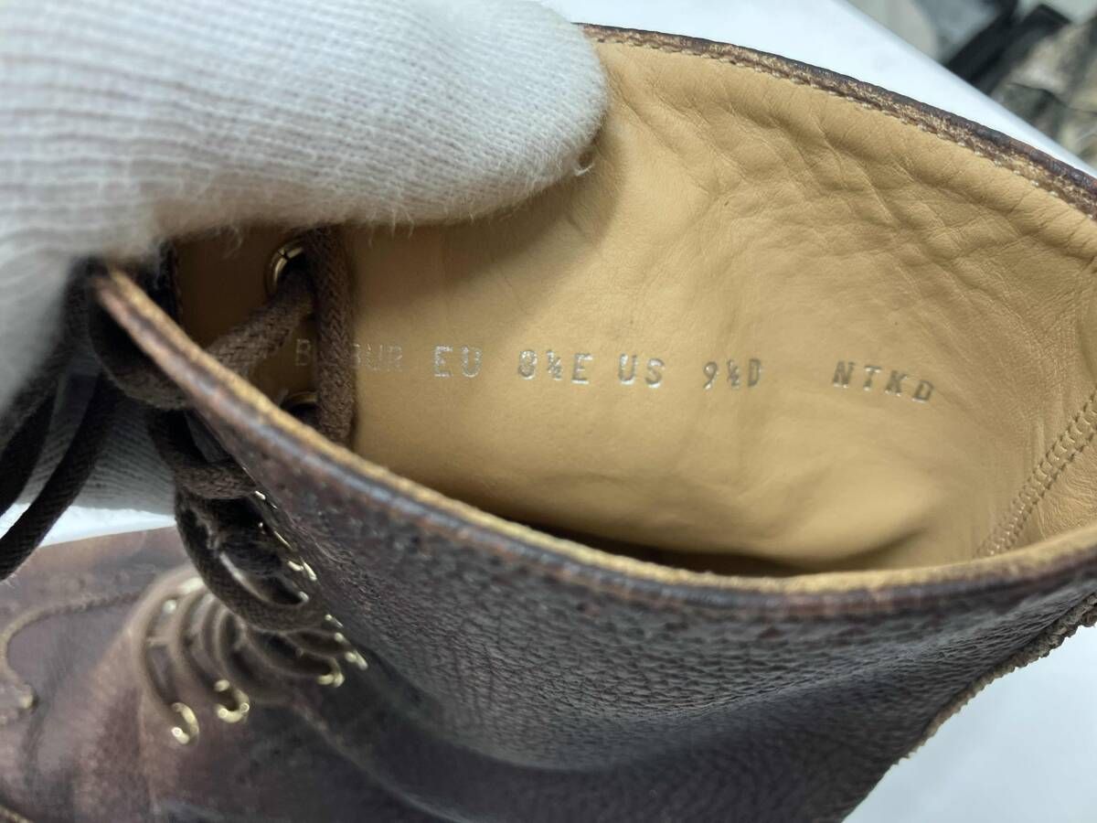  BALLY バリー レザーブローグミドルカットブーツ ブラウン U S 9 1 2 ウイングチップ その他 ブーツ 革靴
