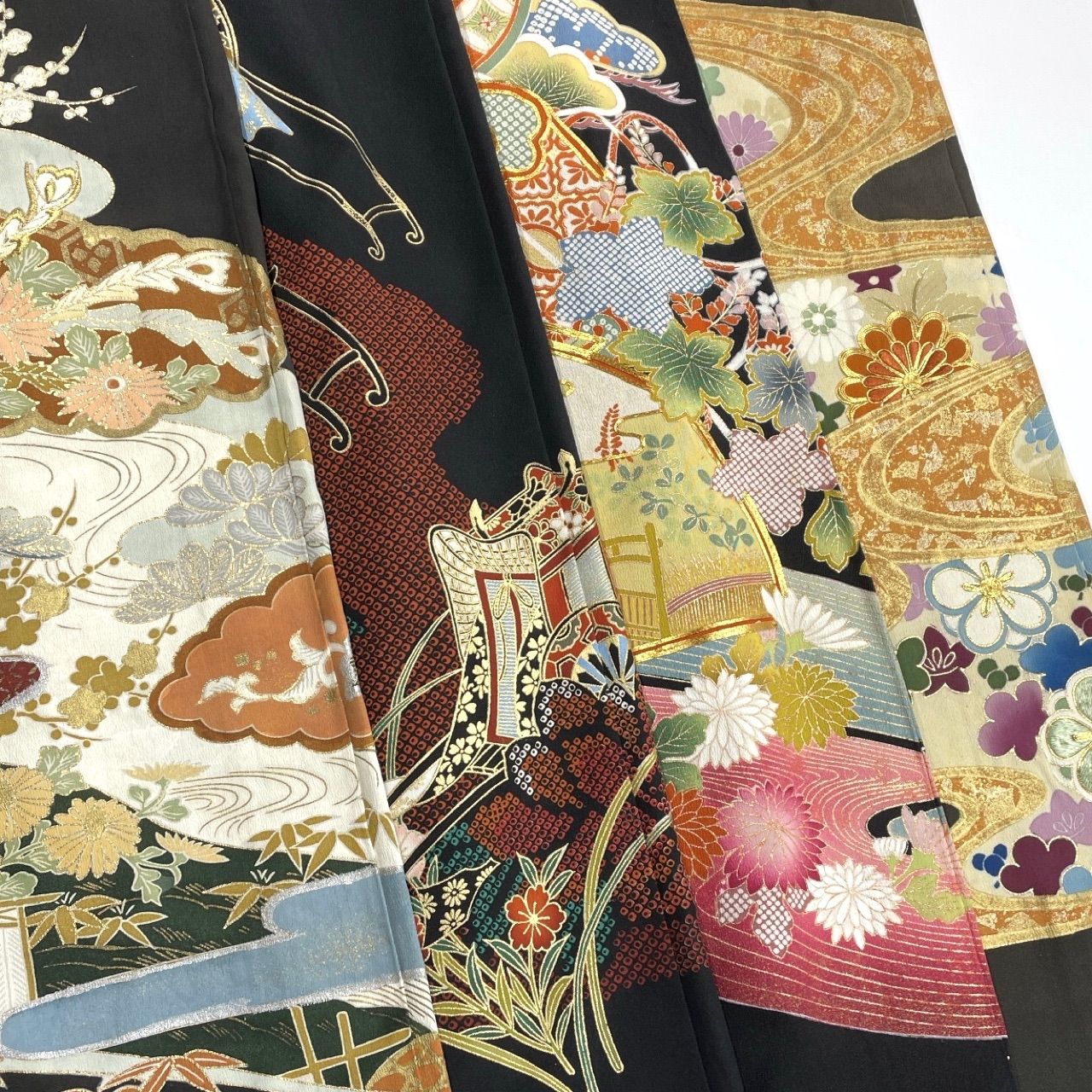 黒留袖 4枚 正絹 ポリエステル 着物まとめ売り 同梱購入歓迎 リメイク