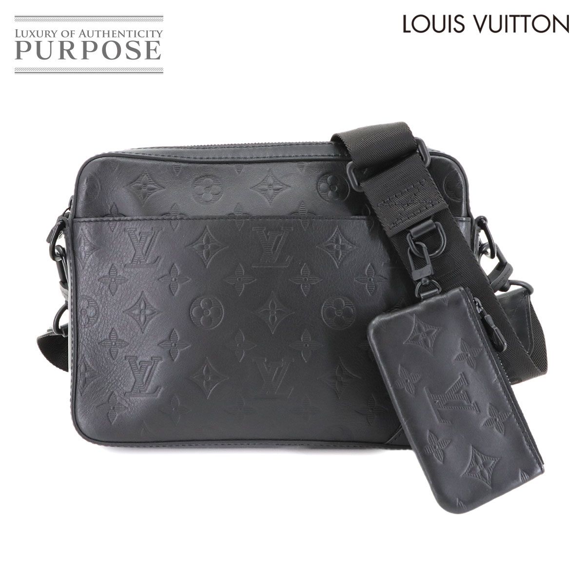 ルイ ヴィトン LOUIS VUITTON モノグラム シャドウ デュオ メッセンジャー ショルダー バッグ レザー ブラック M 69827