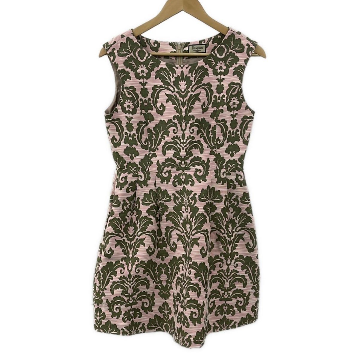 Diagram GRACE ダイアグラム ワンピース サイズ38 M レディース - カーキ×ピンク×アイボリー 半袖 ひざ丈 花柄