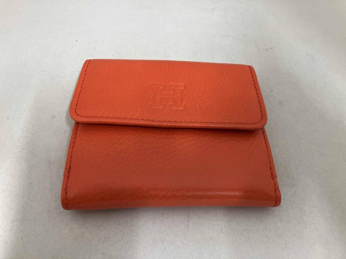 HIROFU ヒロフ 二つ折り財布 レザー ウォレットケース 本革 オレンジ