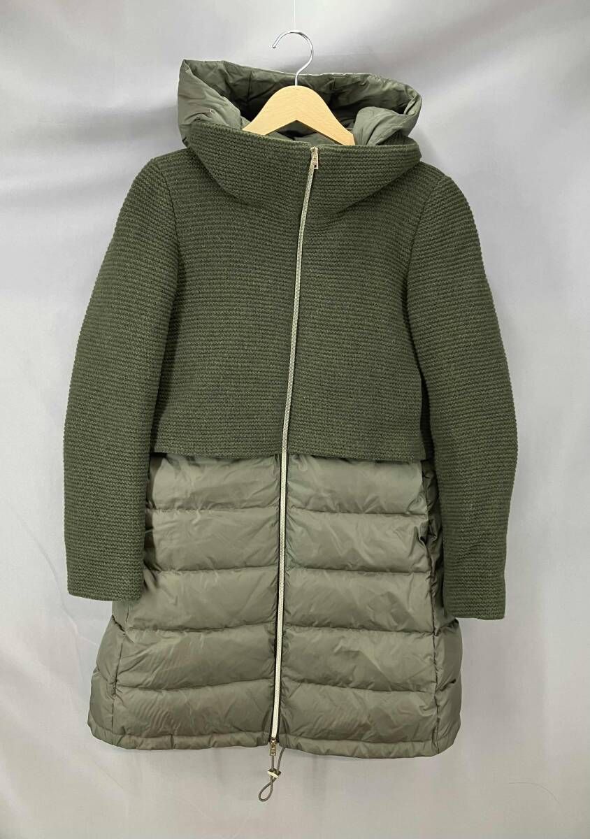 HERNO ヘルノ ダウン スタンドカラー 切替 カーキ オリーブ 42 ✨希少 中古・古着通販】HERNO (ヘルノ) 切替ダウンコート オリーブ サイズ:44