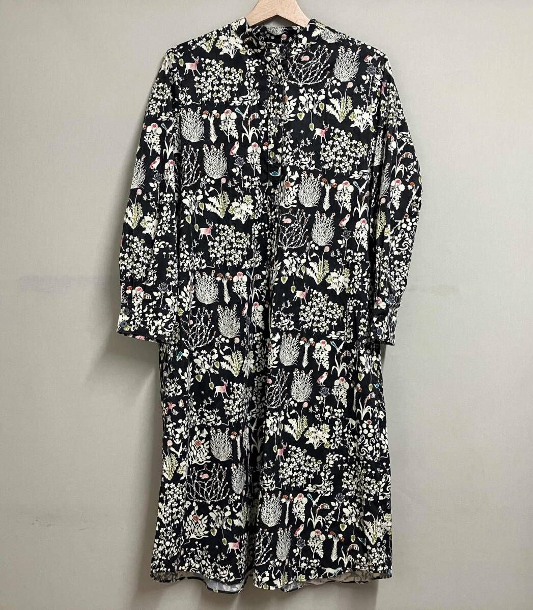 Shower Party シャワーパーティー コーデュロイ 長袖ワンピース 花柄 鳥柄 サイズ1 ブラウン