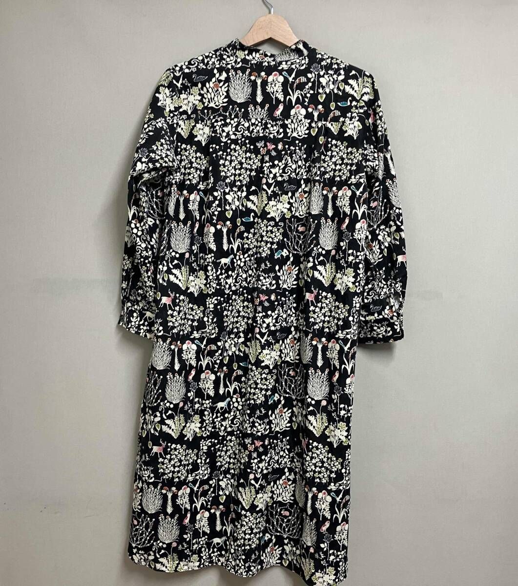 Shower Party シャワーパーティー コーデュロイ 長袖ワンピース 花柄 鳥柄 サイズ1 ブラウン