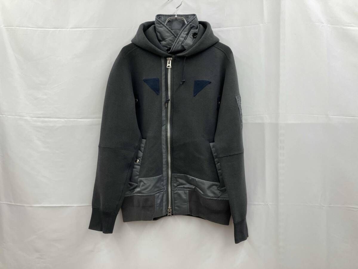 sacai サカイ Nylon Twill sponge Sweat Blouson ナイロン ツィル スポンジ スウェット ブルゾン サイズ2 グレー 通年