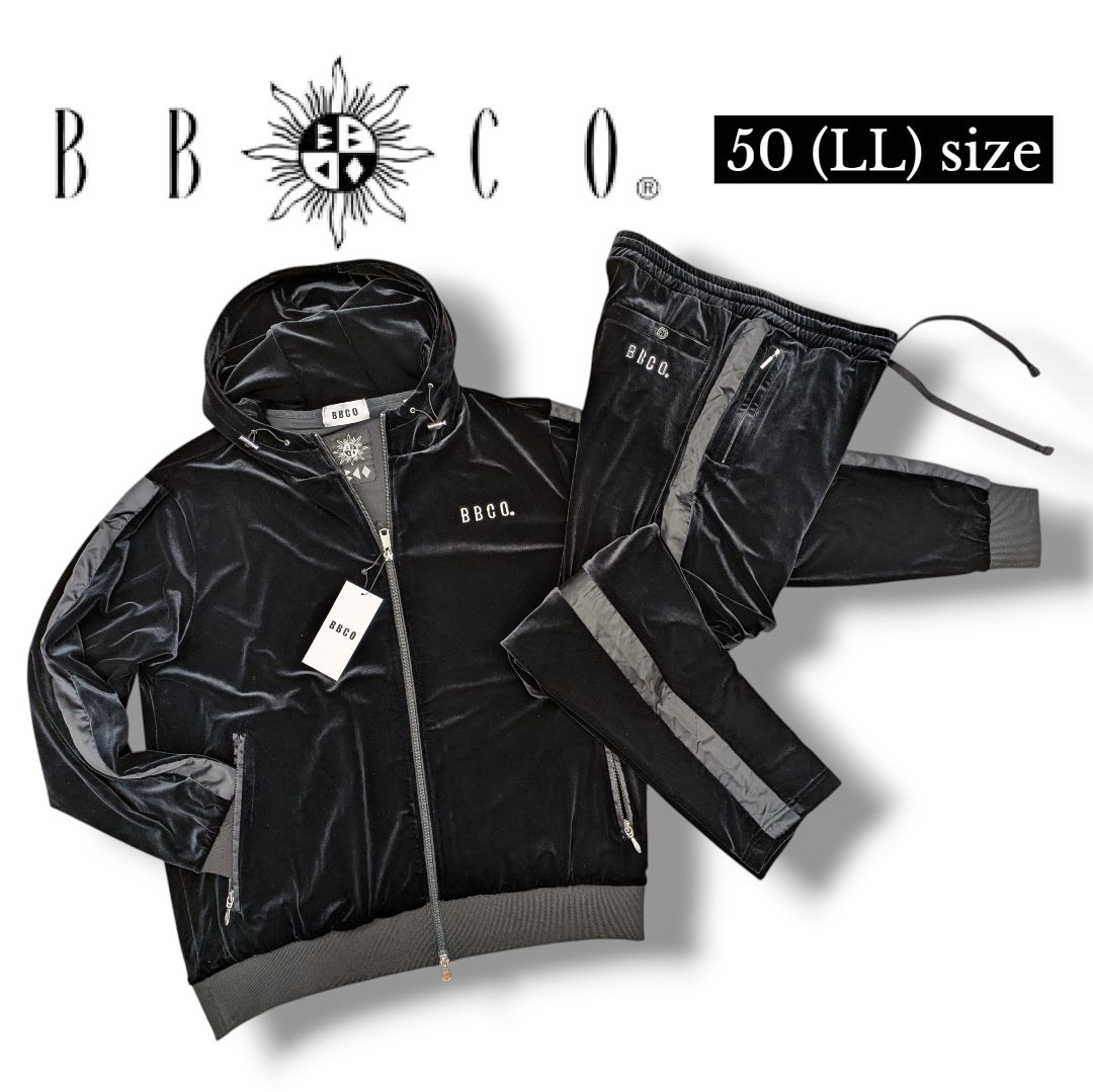 BBCO／ビビコ】ベロア フルジップパーカーSETUP ブラック 50(LL)サイズ 