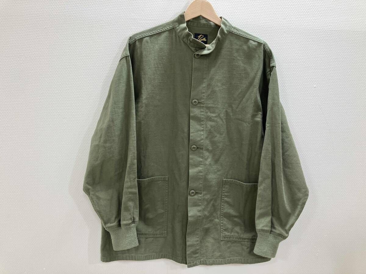 NEEDLES ニードルズ 綿単衣襟なしジャケット シャツアウター シャツジャケット ジャケット ネペンテス カーキグリーン S 秋