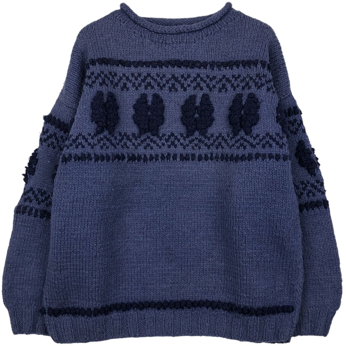 古着 総柄 ロールネック エクアドルニットセーター メンズXL相当 eaa 598748