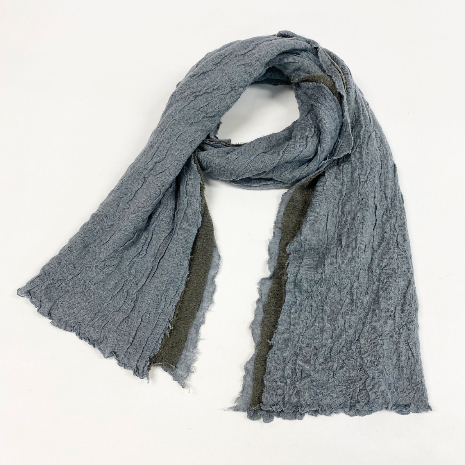 35 L 19 Faliero Sarti ファリエロサルティ 大判マフラー ドッキングデザイン ストール 40 160 ブルー系 カシミヤ混 ユニセックス 男女兼用k 02 i