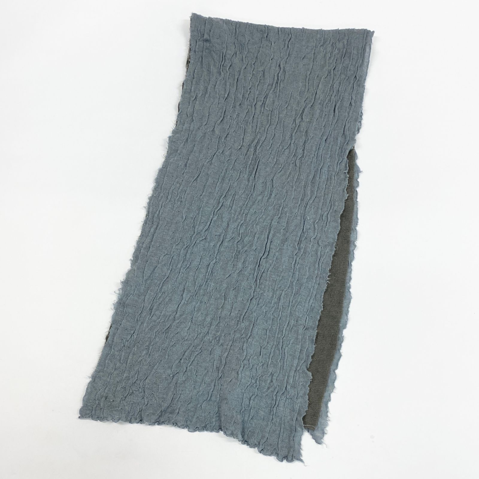 35 L 19 Faliero Sarti ファリエロサルティ 大判マフラー ドッキングデザイン ストール ブルー系 カシミヤ混 ユニセックス 男女兼用k 02 i