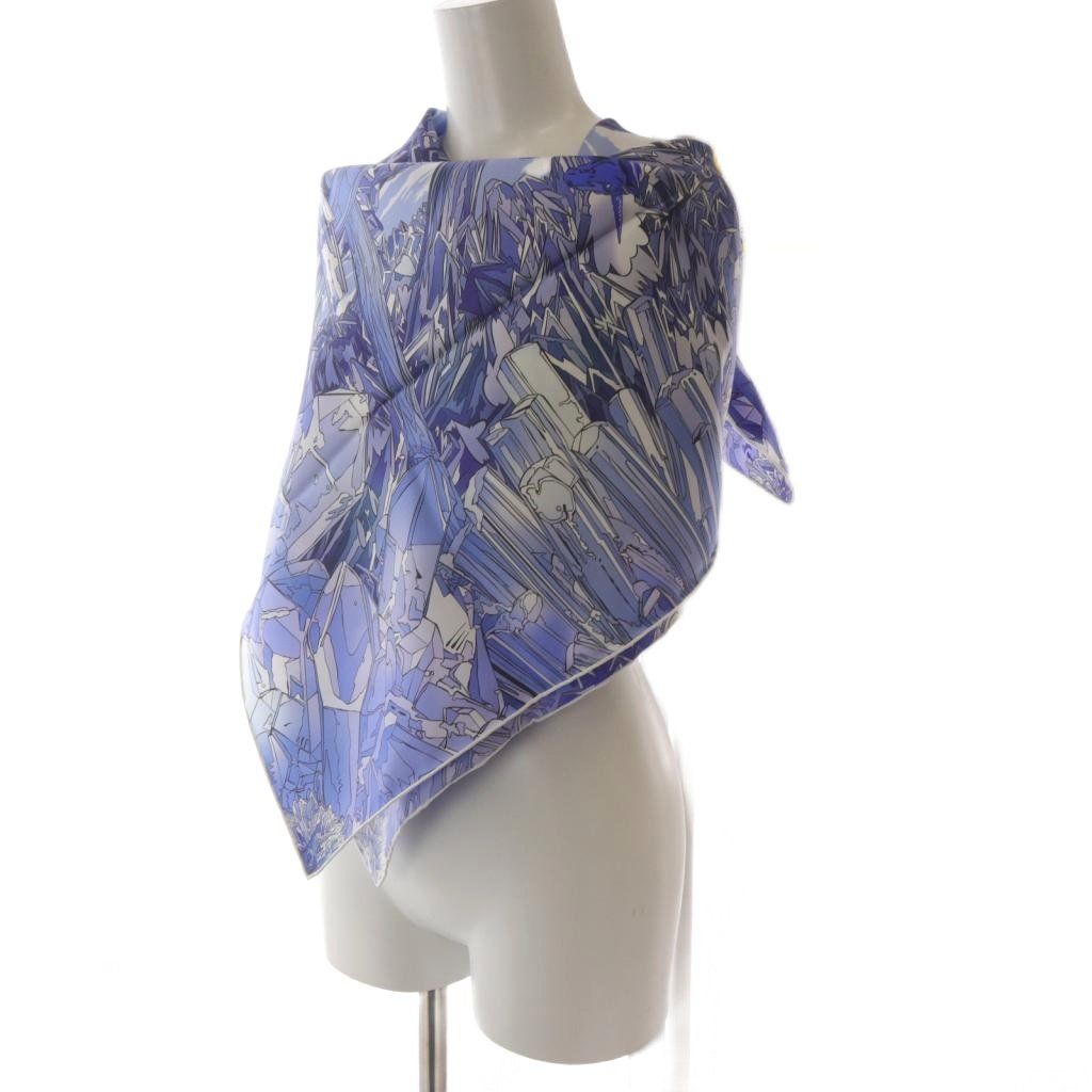  エルメス HERMES 23 AW スカーフ カレ90 LA VALLEE DE CRISTAL ラ ヴァレ ドゥ クリスタル 水晶の谷 シルク ブルー YO 8 OH バンダナ スカーフ 小物