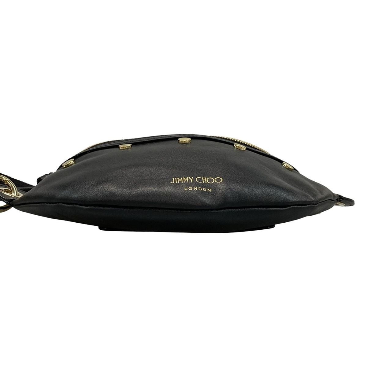【美品】ジミーチュウ ウエストポーチ ショルダーバッグ スタッズ ブラック 黒 JIMMY CHOO(ジミーチュウ) ウエストポーチ ロケット 黒 スタッズ