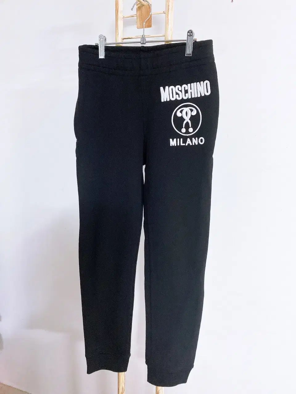 ヴィンテージ Moschino レディース タグ ブラック スリムフィット ウエストゴム ジョガーパンツ 25 26インチ