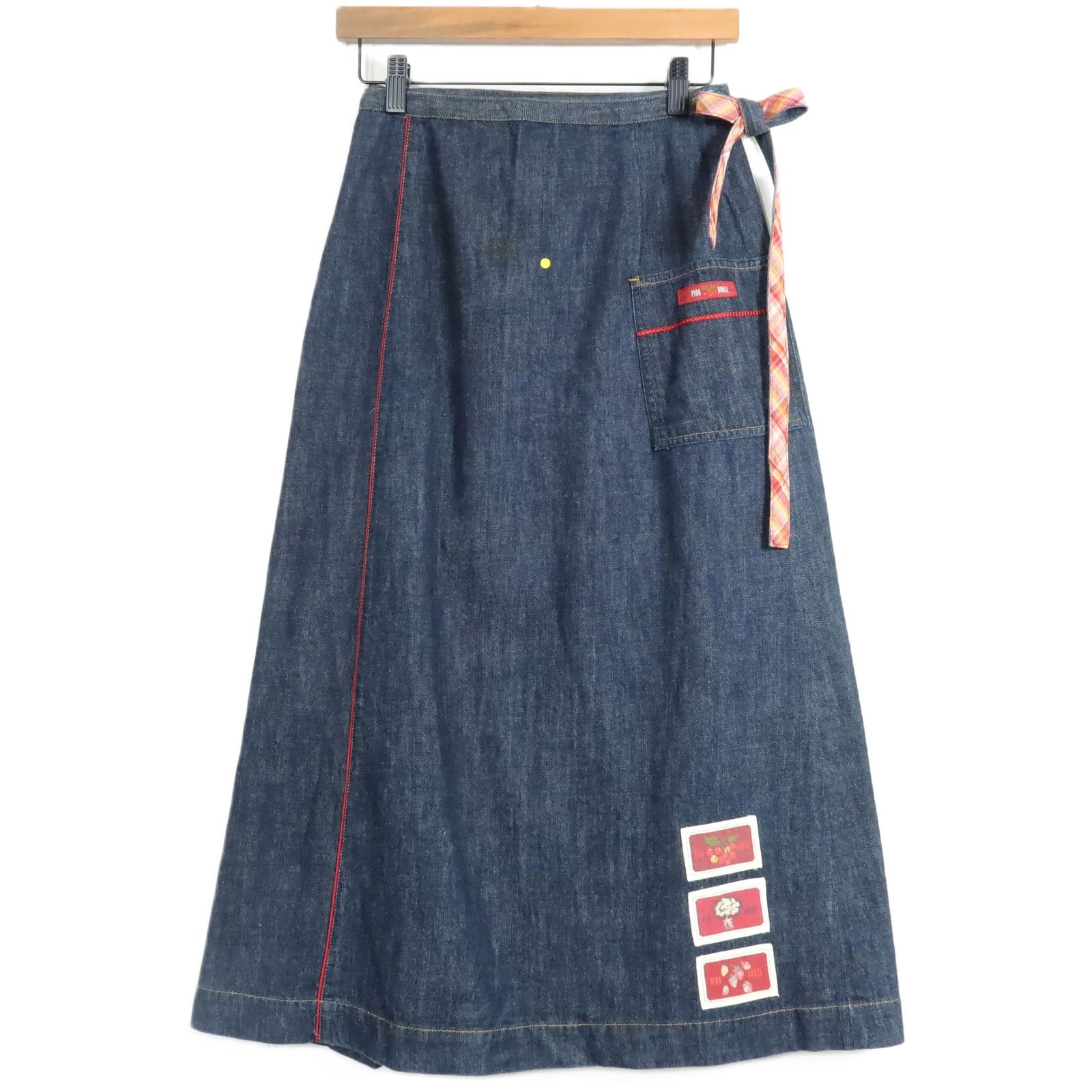 ピンクハウス☆2WAYチェック巻きスカート チェリー刺しゅう♪前開き