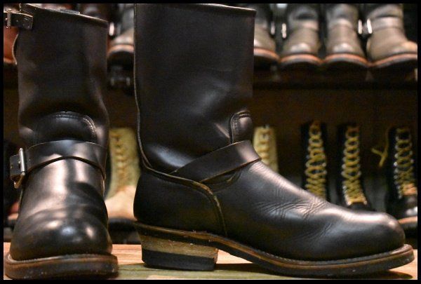 9 D PT 99刺繍 レッドウィング 2268 エンジニア 黒 ブラッククローム スチールトゥ プルオン ブーツ redwing FL 098