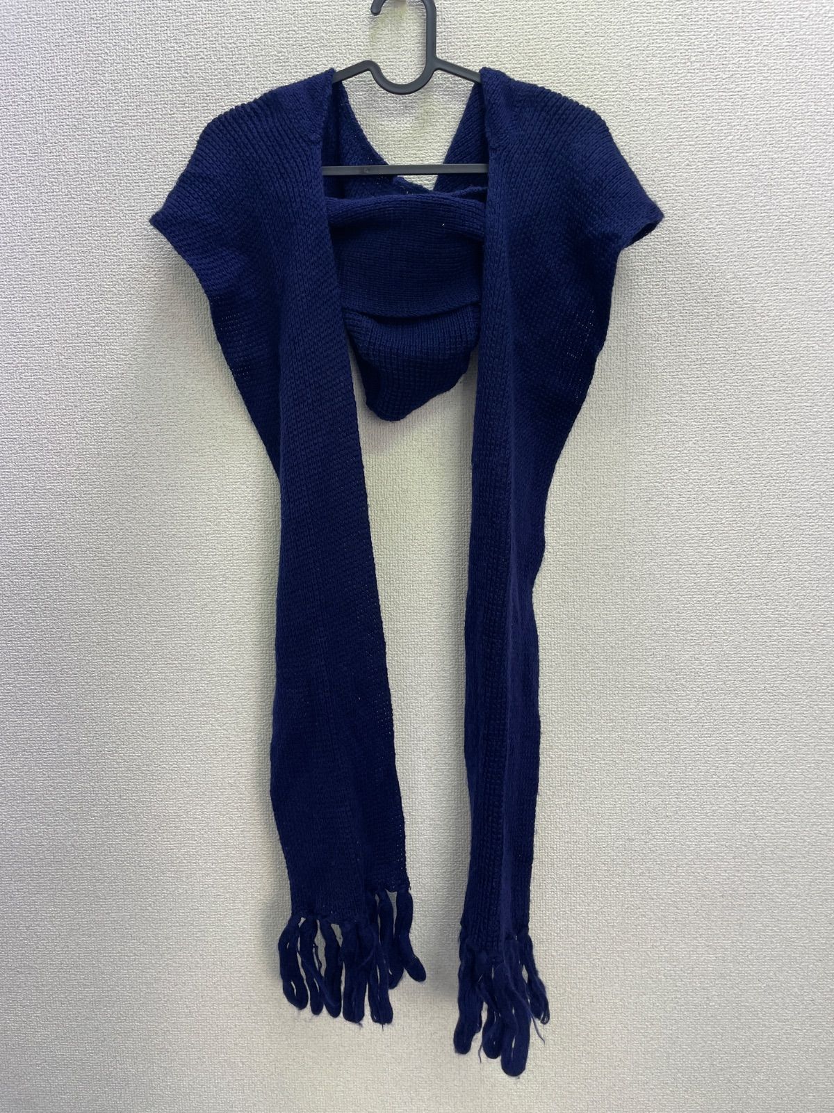 ⑩Y’s Yohji Yamamoto ヨウジヤマモト ニットフード付きマフラー ネイビー 濃い青 レディース