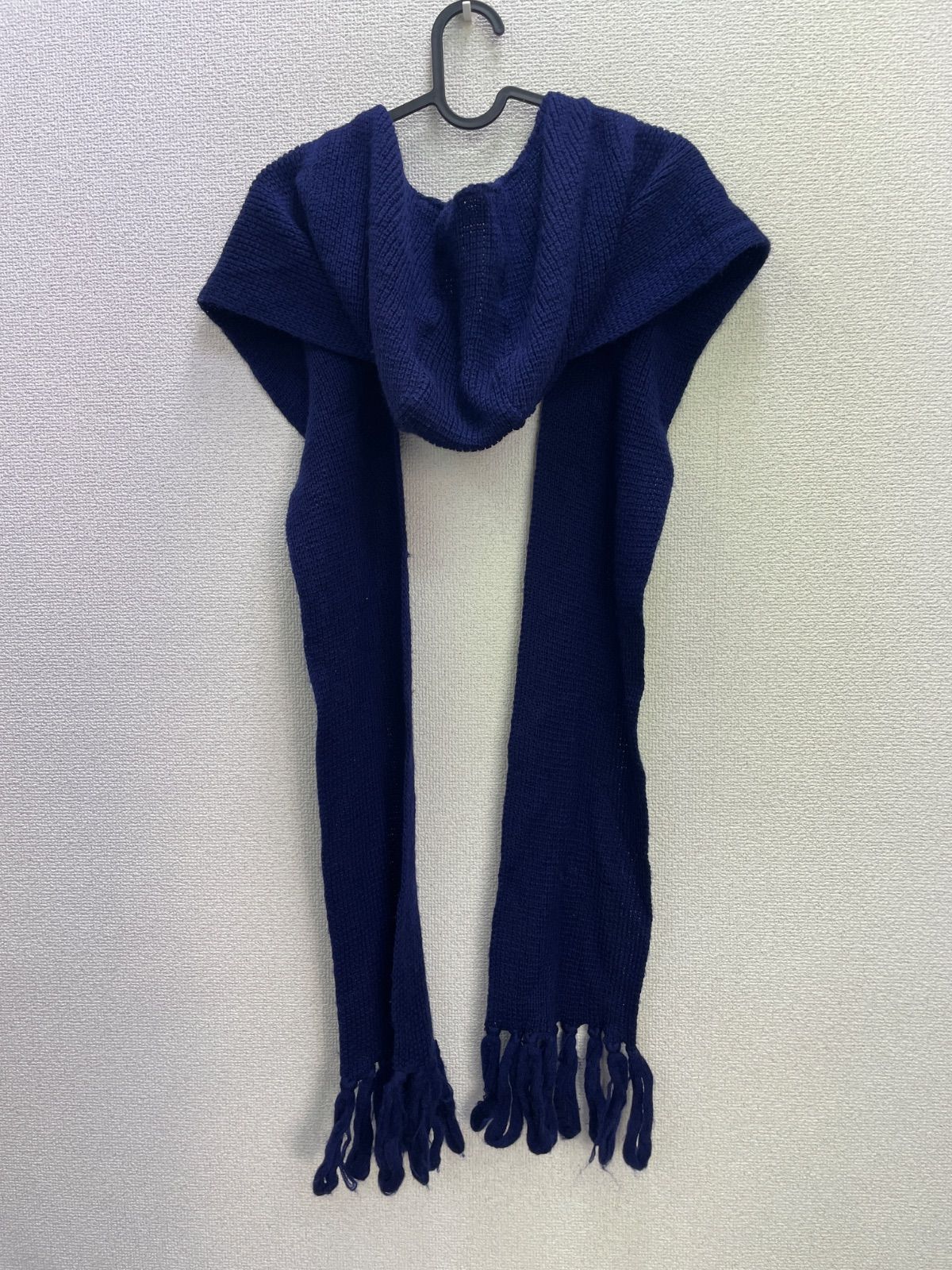 ⑩Y’s Yohji Yamamoto ヨウジヤマモト ニットフード付きマフラー ネイビー 濃い青 レディース